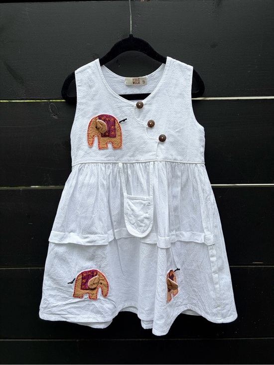 Walk walk Other - Girls White Elephant Print Dress – Size 3 – Bought in India – NWOT